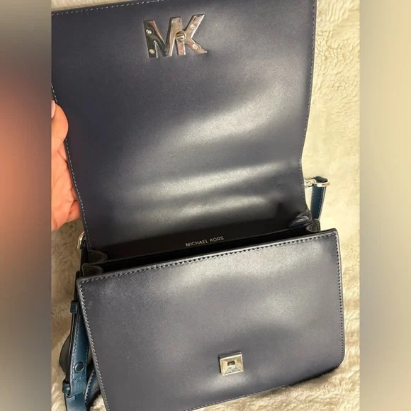 Authentic Michael Kors Blue Crossbody with Silver Hardware - Picture 2 of 4